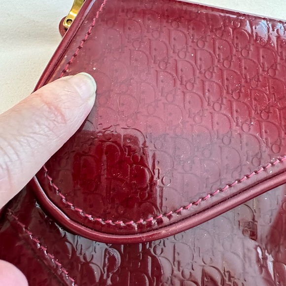 Christian Dior Patent Saddle Bag Dark Red - Picture 4 of 15